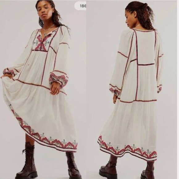 Free People Sweet Escape Embroidered Boho Folklore Dress Size s - Picture 1 of 11
